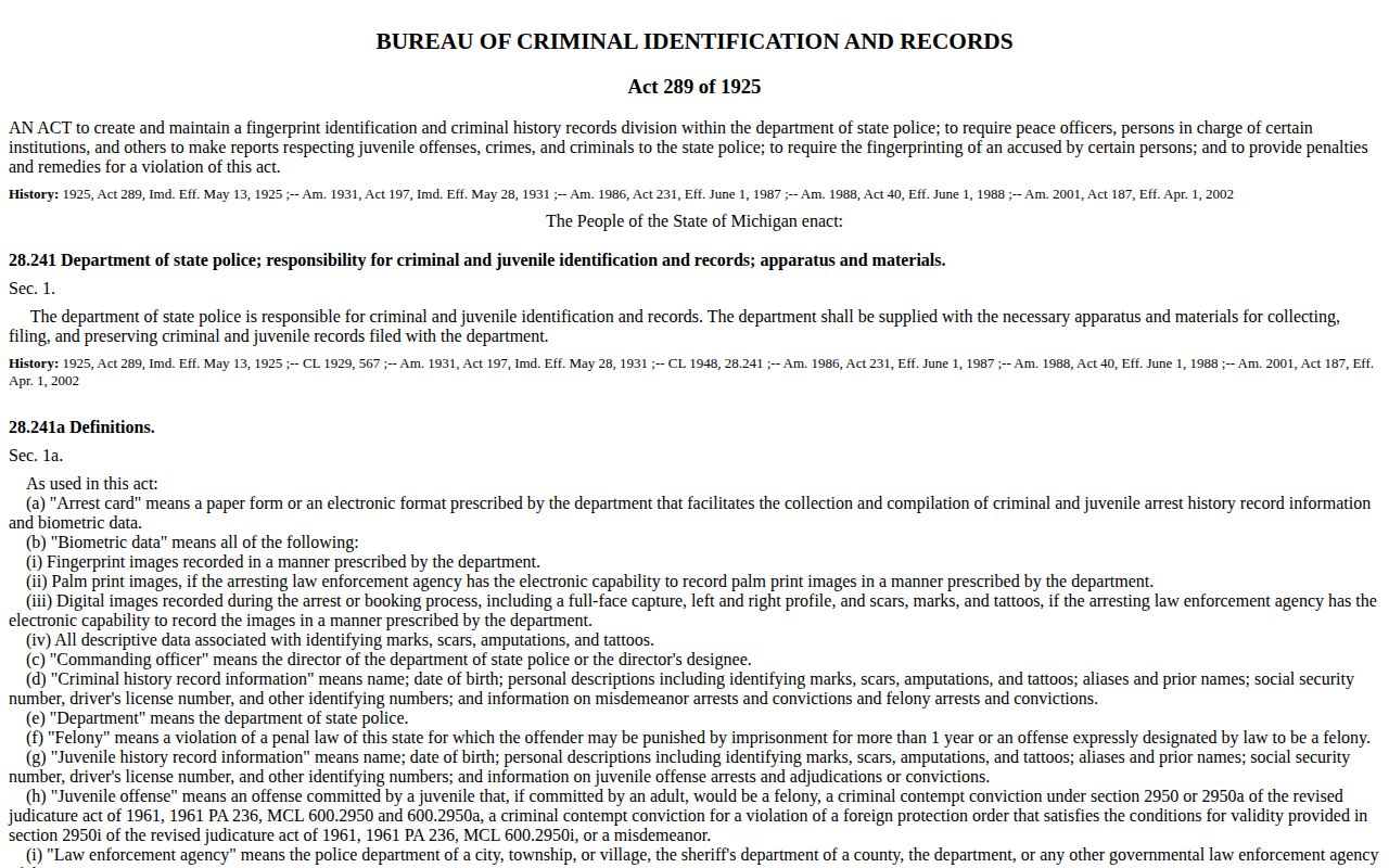 Michigan arrest-image law for Tuscola County booking records